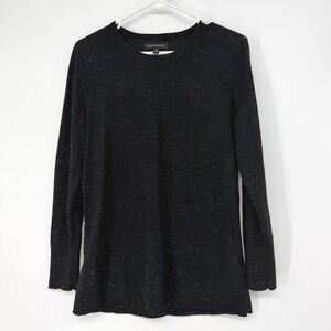 Banana Republic Medium Black Gold Metallic Sparkle Wool Blend‎ Sweater M Glam